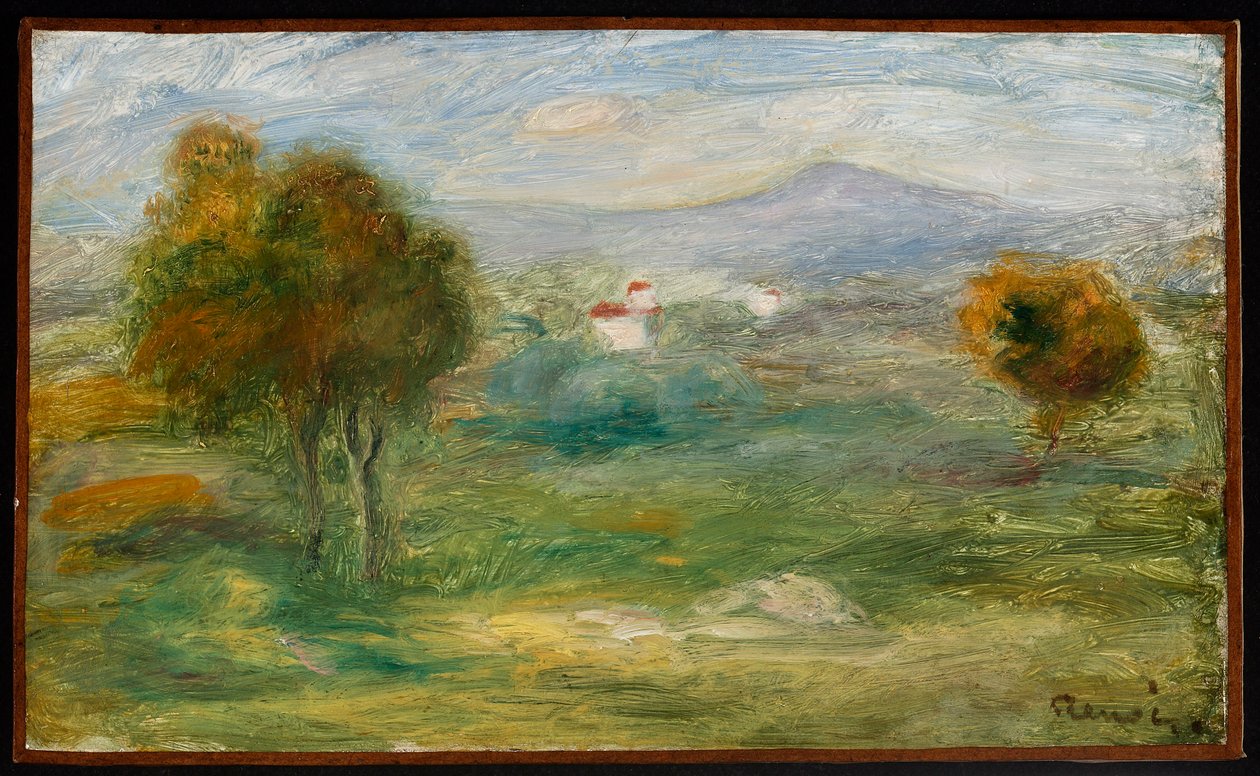 Tájkép házakkal Cagnes-sur-Mer-ben alkotó: Pierre-Auguste Renoir