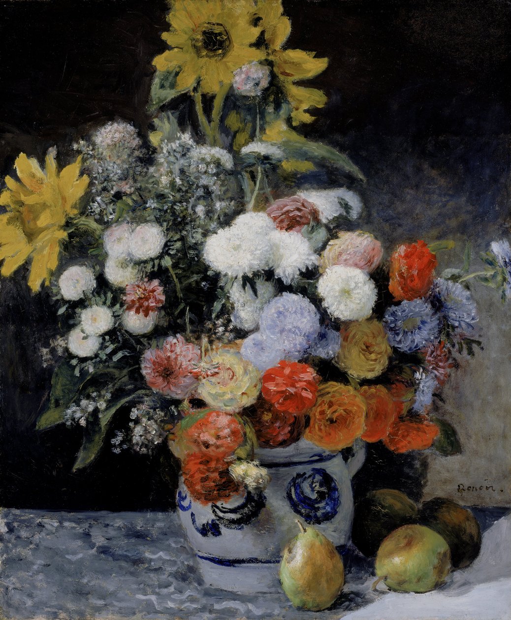 Vegyes virágok egy agyagcserepben alkotó: Pierre-Auguste Renoir