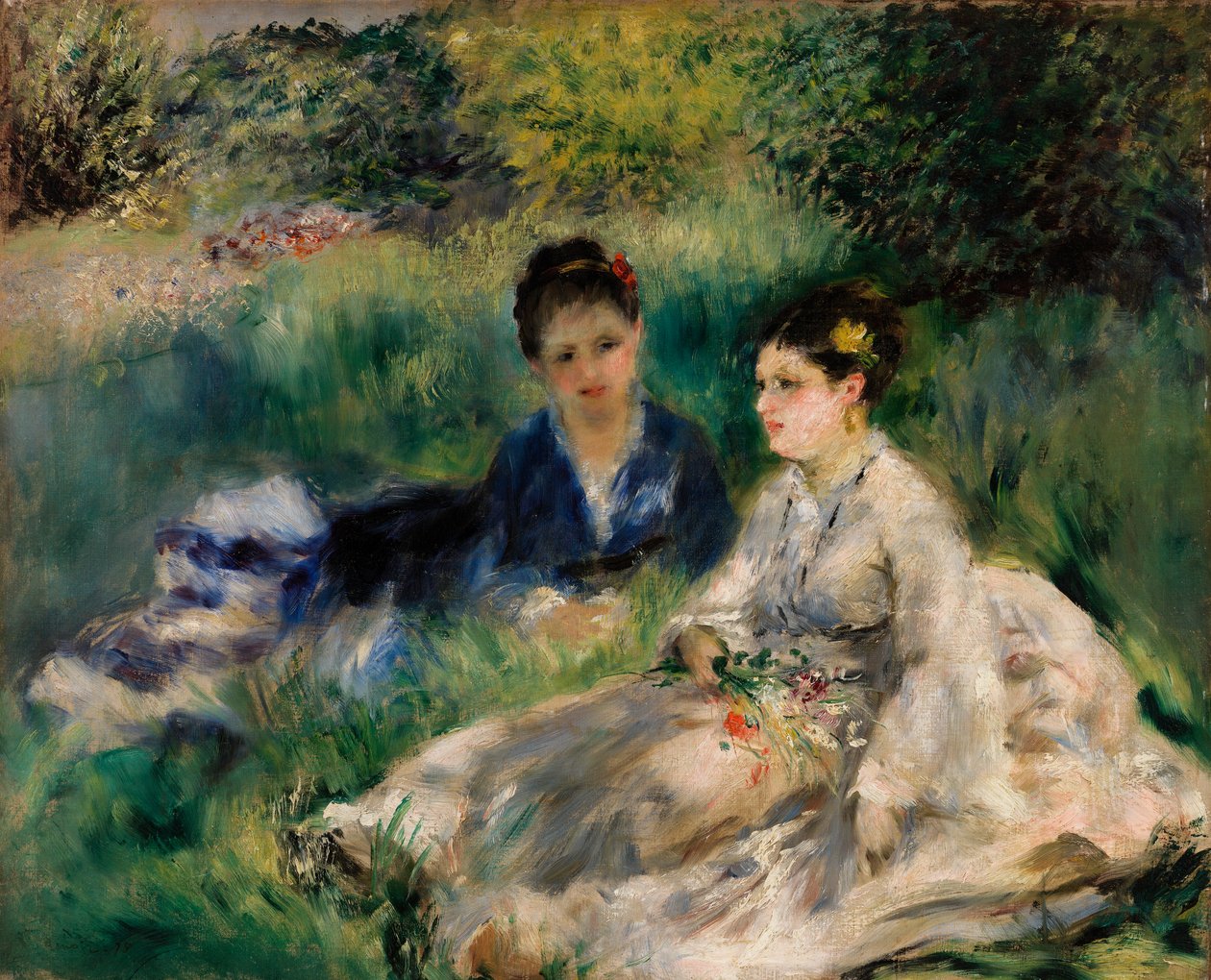 A fűben (Fiatal nők a fűben ülve) alkotó: Pierre-Auguste Renoir
