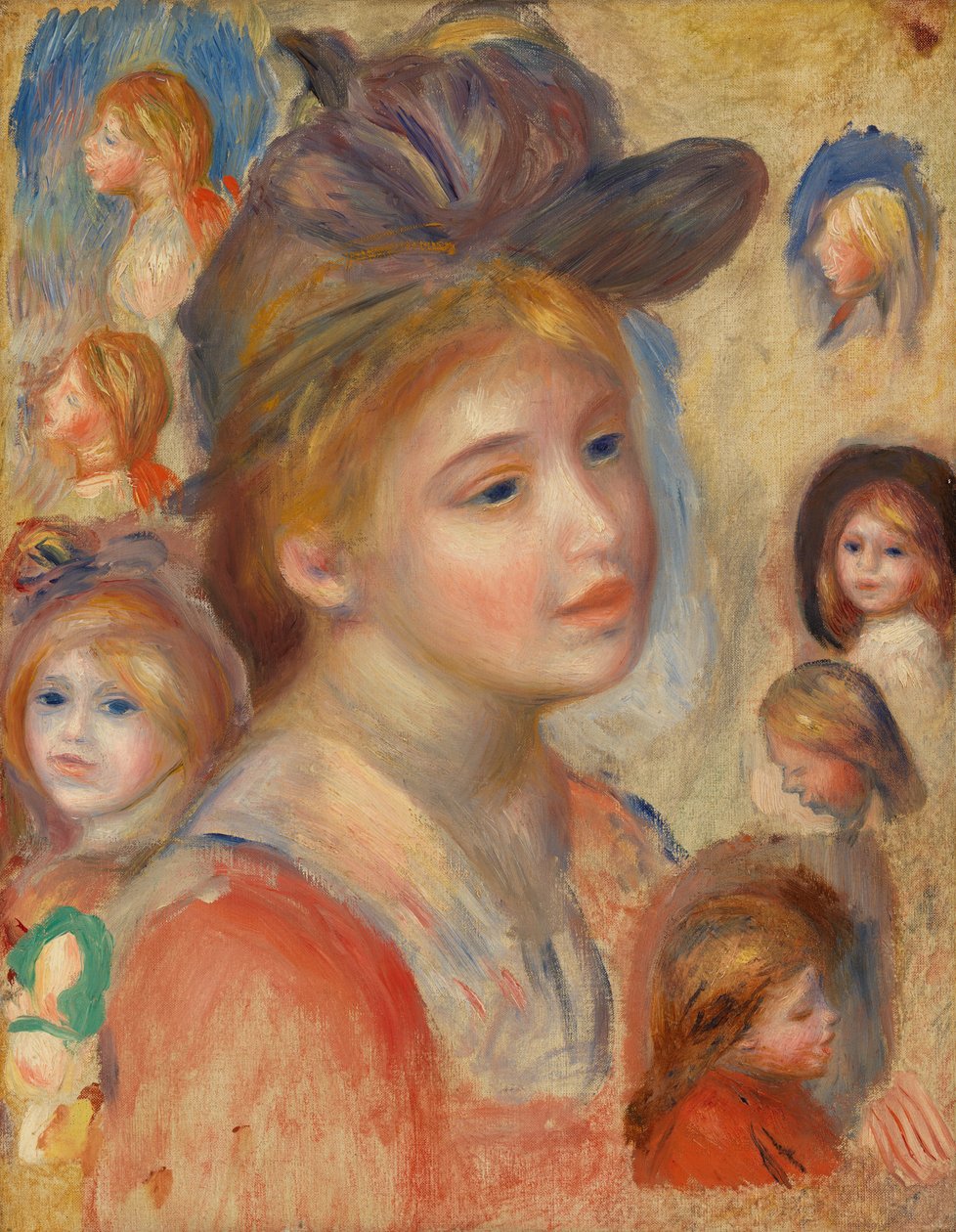Tanulmány a lányok fejéről alkotó: Pierre-Auguste Renoir