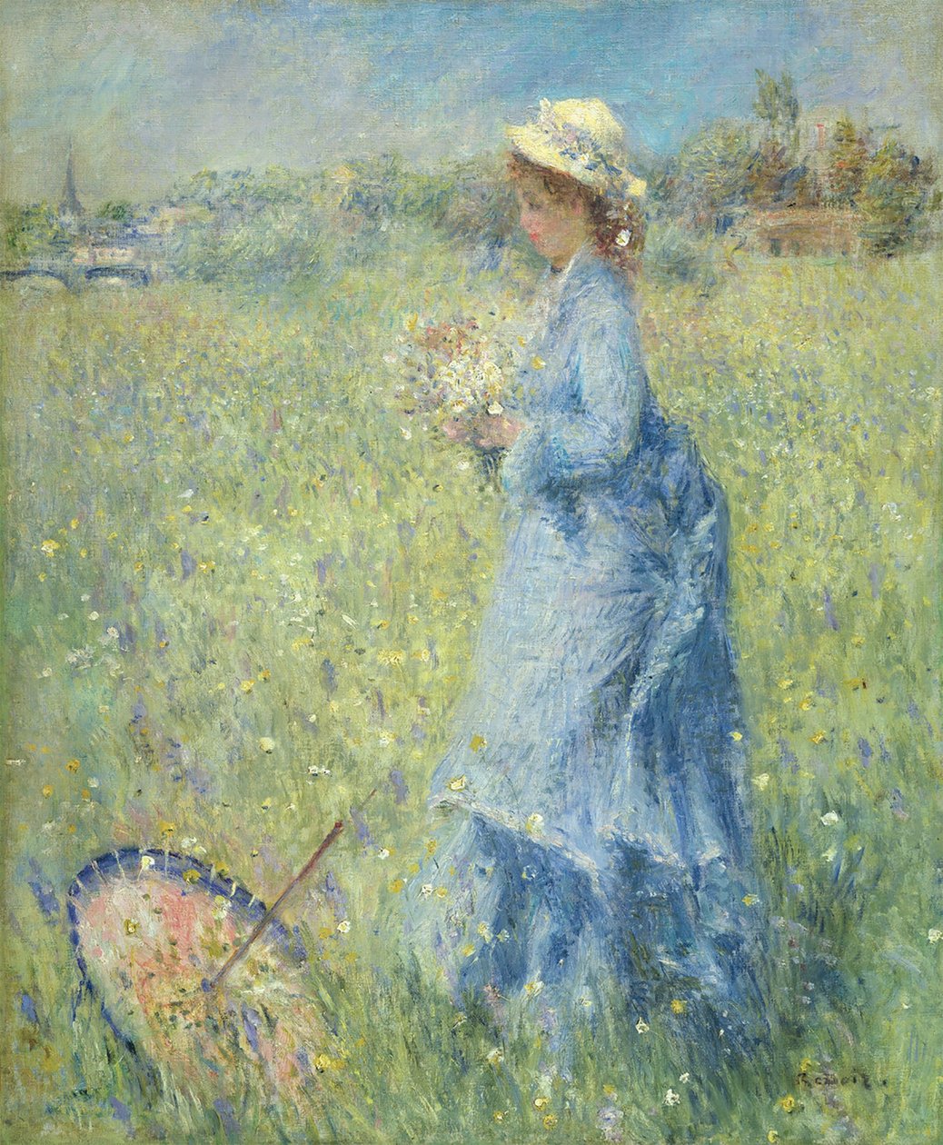 Virágot szedő nő alkotó: Pierre-Auguste Renoir