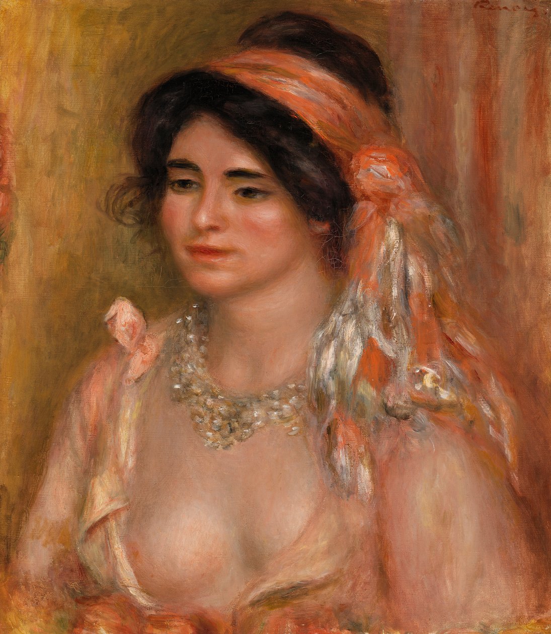 Fekete hajú nő (Fiatal fekete hajú nő, mellkép) alkotó: Pierre-Auguste Renoir