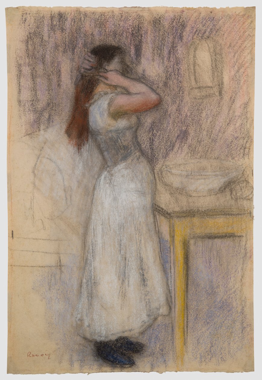 Fiatal nő a fésülködés közben alkotó: Pierre-Auguste Renoir