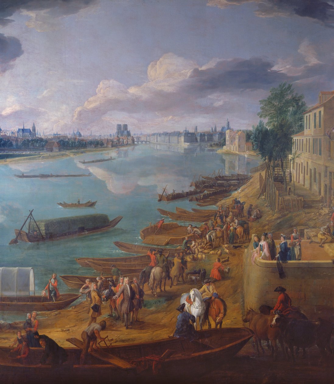 Párizs kilátása a Quai de la Rapee olaj-vászon részletéről, 168381 alkotó: Pierre Denis Martin