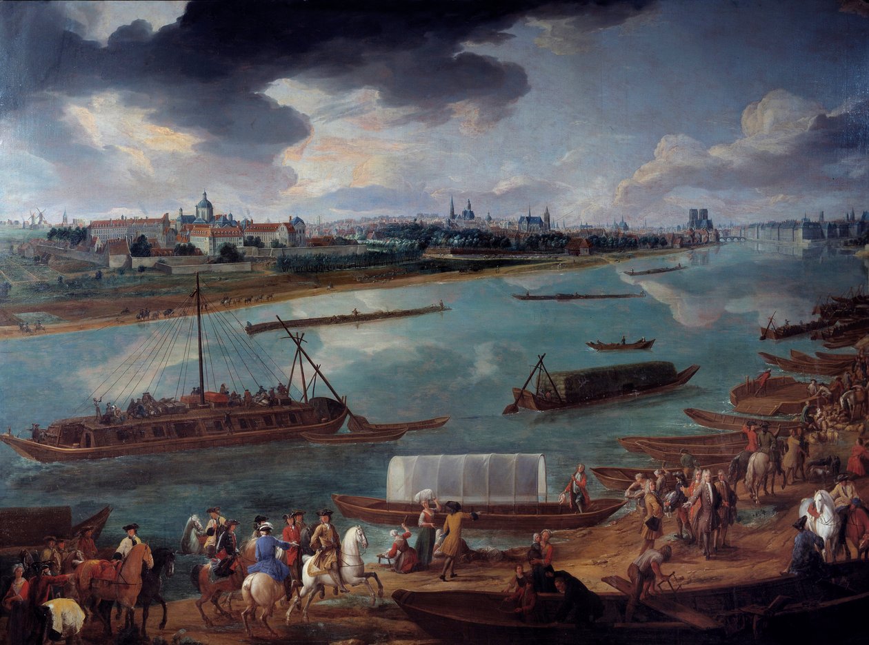Párizs kilátása, a Quai de la Rapee-ről 1716-ban Részlet a Szajnán lévő hajókról. Pierre Denis Martin festménye alkotó: Pierre Denis Martin