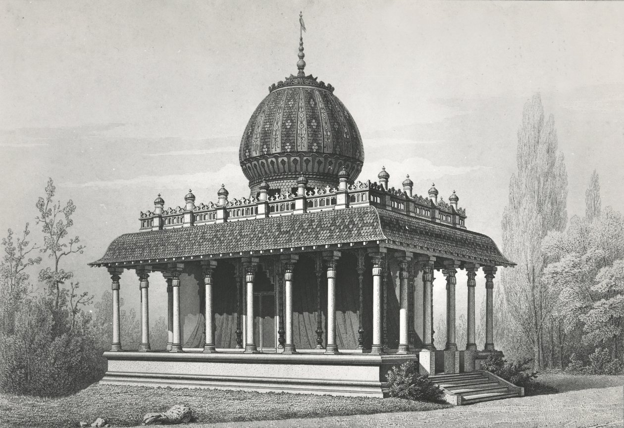 A Kelet-indiai Társaság pavilonja az 1867-es Exposition Universelle kiállításon, 1868-as litográfia alkotó: Georges Diéterle