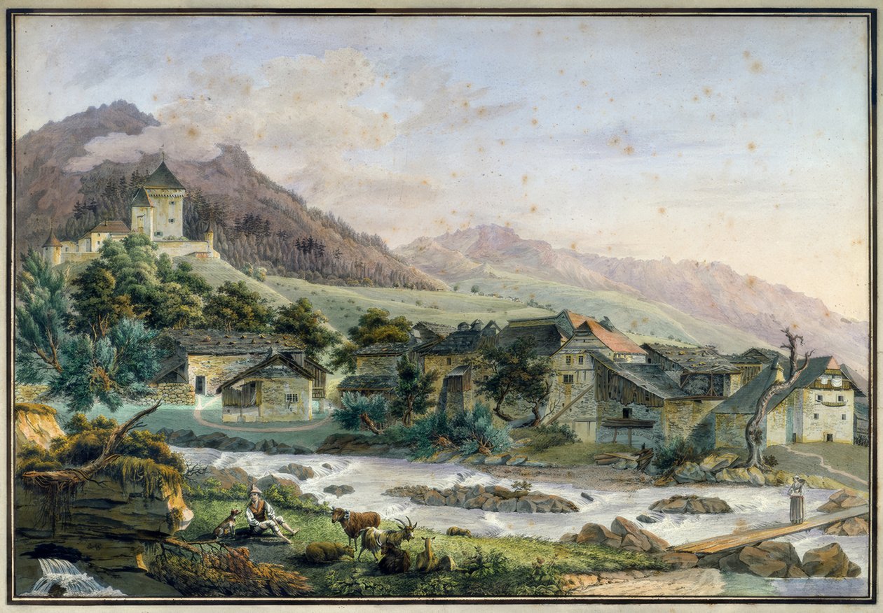 Tavel falu és Le Châtelard kastély alkotó: Pierre-Samuel-Louis Joyeux