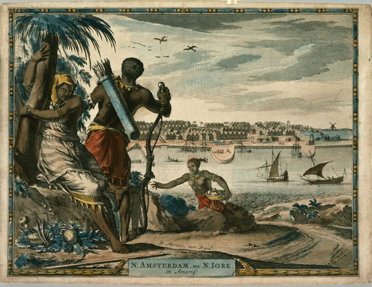N. Amsterdam, ou N Iork in Ameriq., kb. 1700 (kézzel színezett metszet) alkotó: Pierre  Mortier