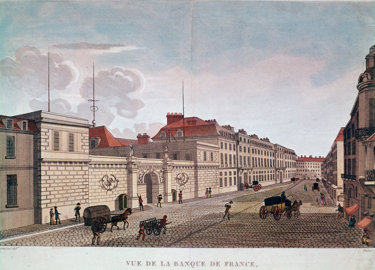 A Bank of France a párizsi Rue Croix-Petits-Champs-tól (metszet alkotó: Pierre (after) Courvoisier