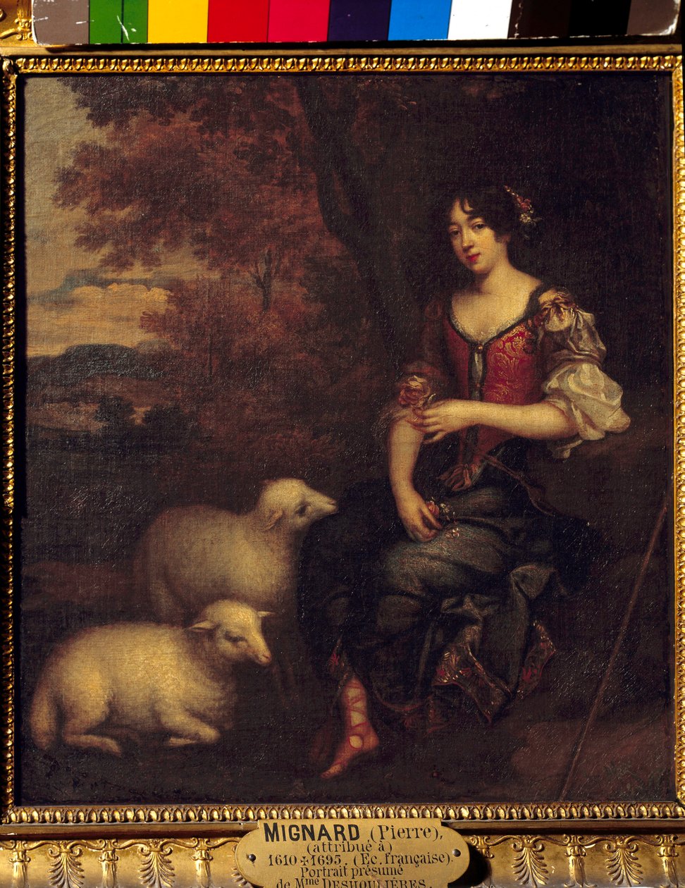 Madame Deshoulieres, Antoinette Ligier de La Garde (1637-1694) költő feltételezett egészalakos portréja Pierre Mignardnak (1612-1695) tulajdonított festmény 17. század V. 0,4x0,44 m Chantilly, Conde múzeum alkotó: Pierre (attr. to) Mignard
