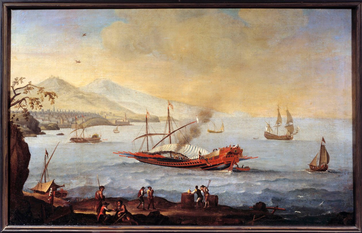 Galéria a marseille-i kikötőben Ecole de Pierre Puget festménye (1620-1694) alkotó: Pierre (school of) Puget
