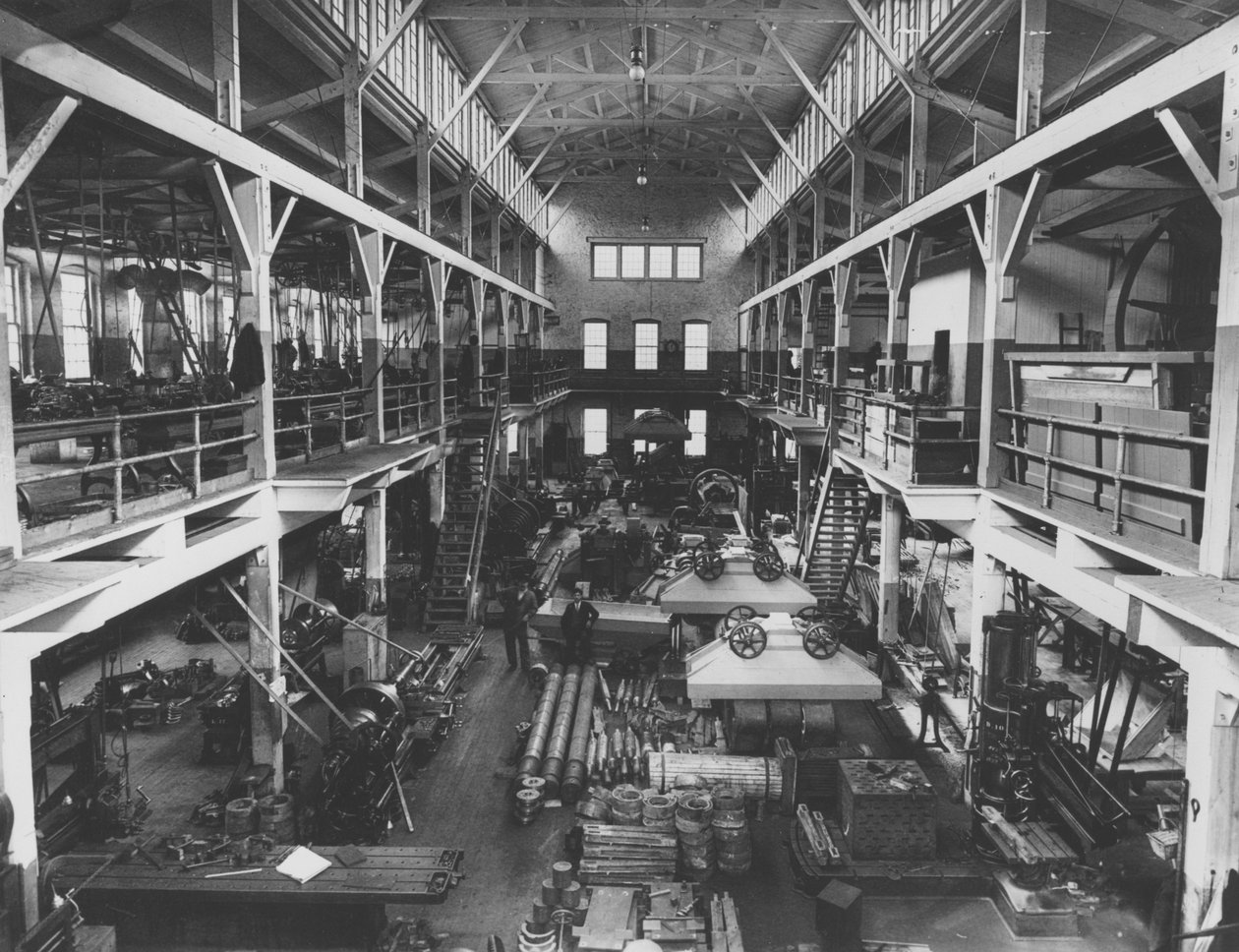 A Hagley Yard új gépműhelyének belső képe, 1905 alkotó: Pierre A. Gentieu