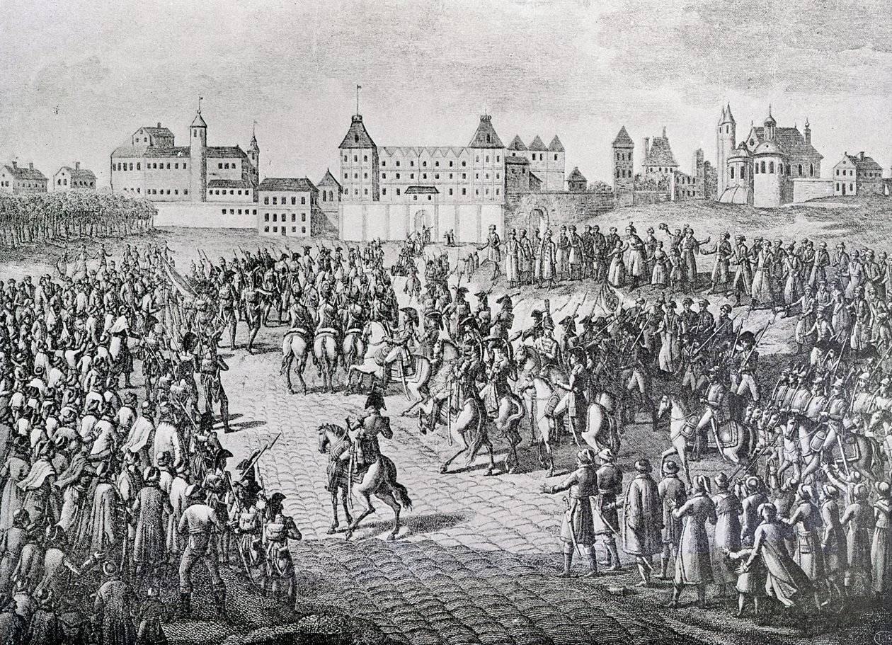 A franciák diadalmas bevonulása Varsóba, 1806. november 28 alkotó: Pierre Adrien Le Beau