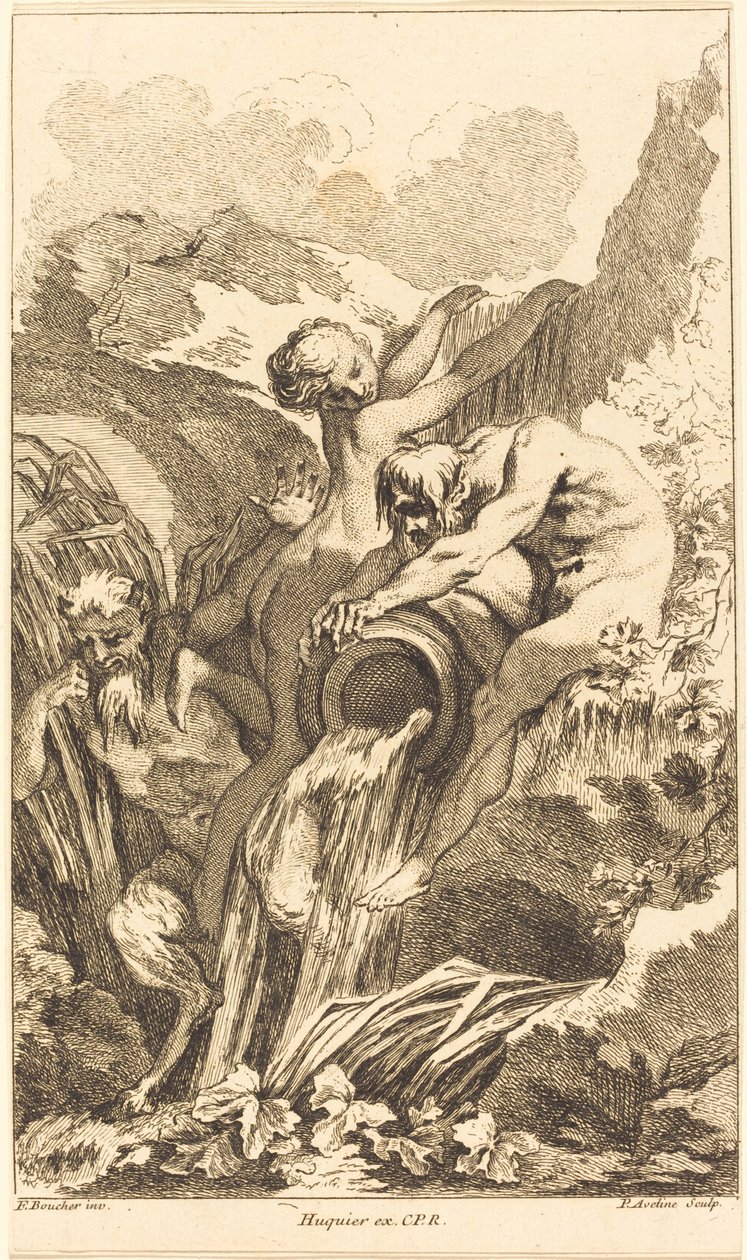 Szatír, nimfa és folyóisten, 1736-ban vagy azt követően. alkotó: Pierre Alexandre Aveline