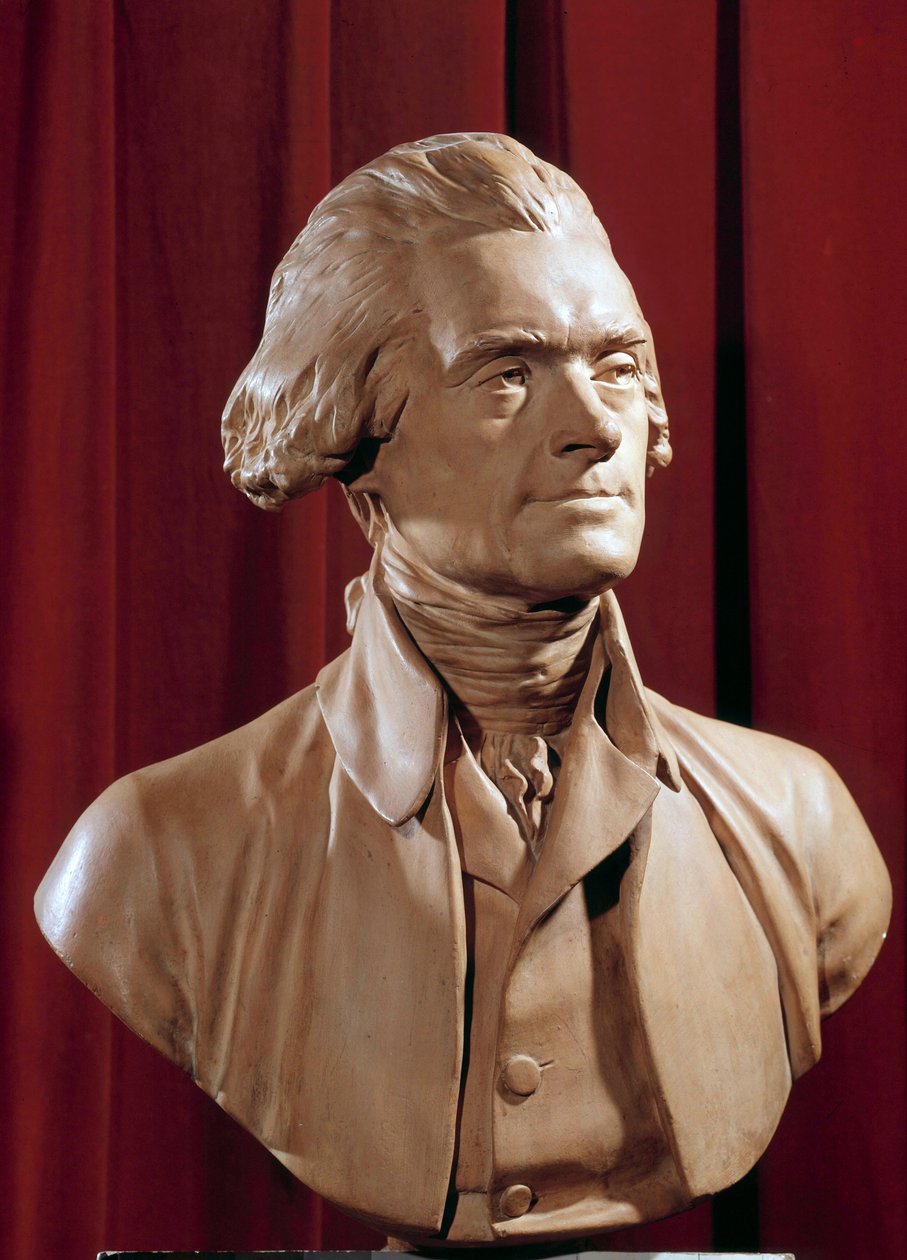 Thomas Jefferson (1742-1826) mellszobra, az Egyesült Államok elnöke Pierre Alexandre Wille (1748-1821) szobra, 18. századi Blerancourt. Musee Franco amerikai alkotó: Pierre Alexandre Wille