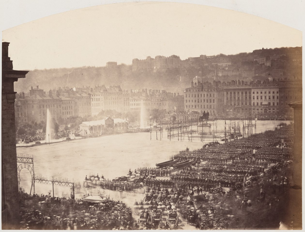 Csapatgyűlés III. Napóleon tiszteletére, Place Bellecour de Lyon,1860 (fotó) alkotó: Pierre Ambroise Richebourg