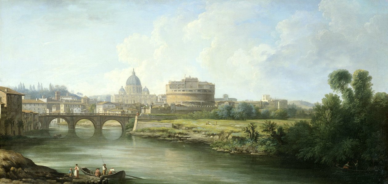 Kilátás az Angyalvárra Rómában alkotó: Pierre Antoine Demachy (attributed to)