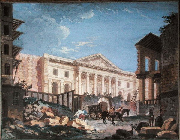 Az Academie de Chirurgie építése, Párizs, 1780-89 körül (guache papíron) alkotó: Pierre Antoine Demachy