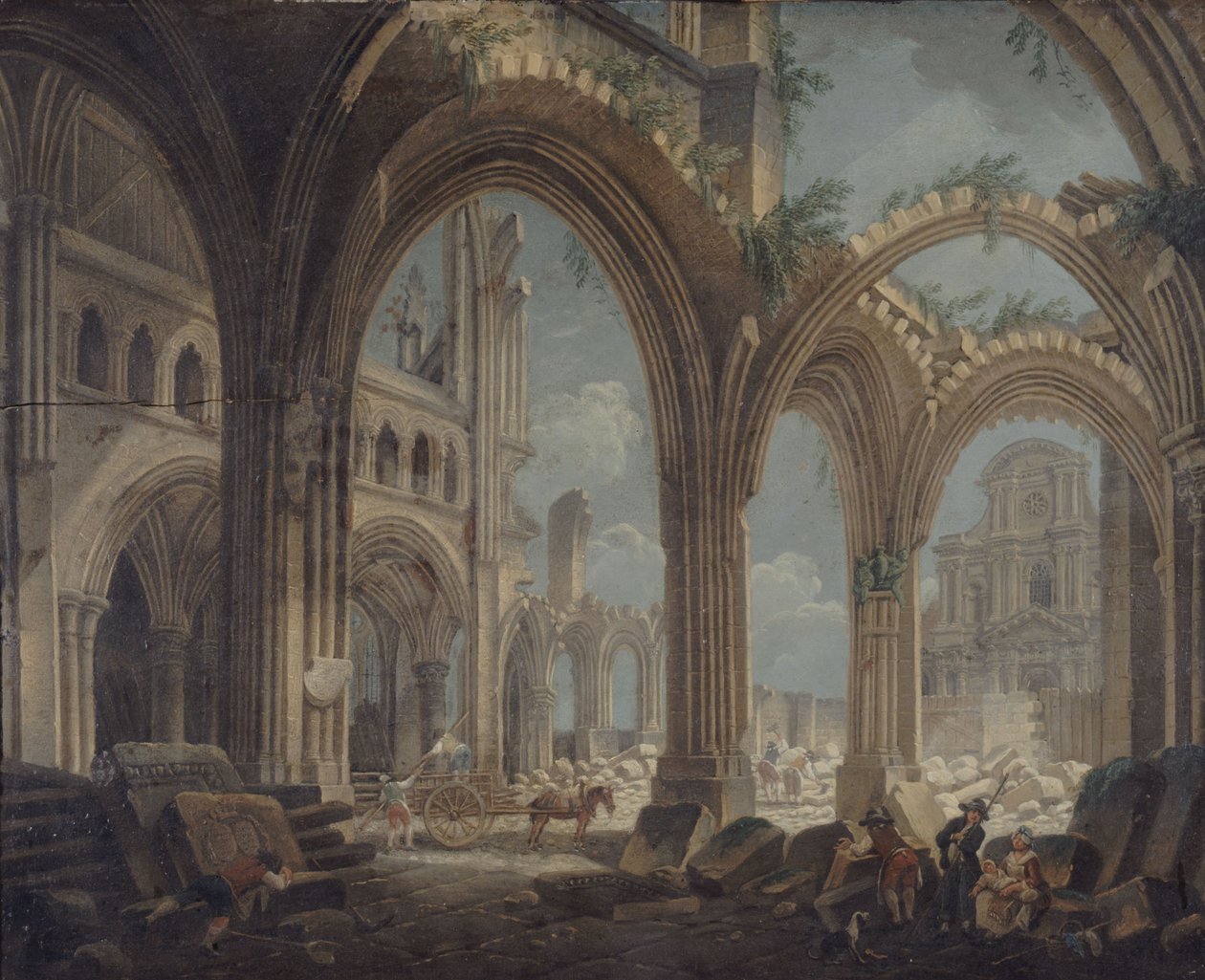 A Saint-Jean-en-Greve-i templom lebontása, 1800 körül (olaj, vászon) alkotó: Pierre Antoine Demachy