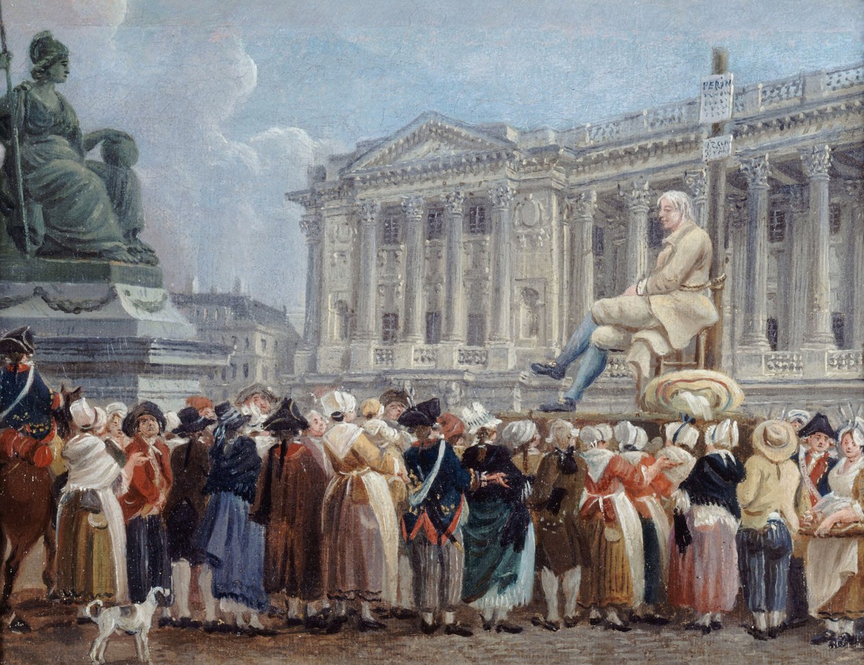 Pierre Nicolas Perrin kiállítása a Place de la Révolution-n, Vendémaire 29. c. 1793. alkotó: Pierre Antoine Demachy