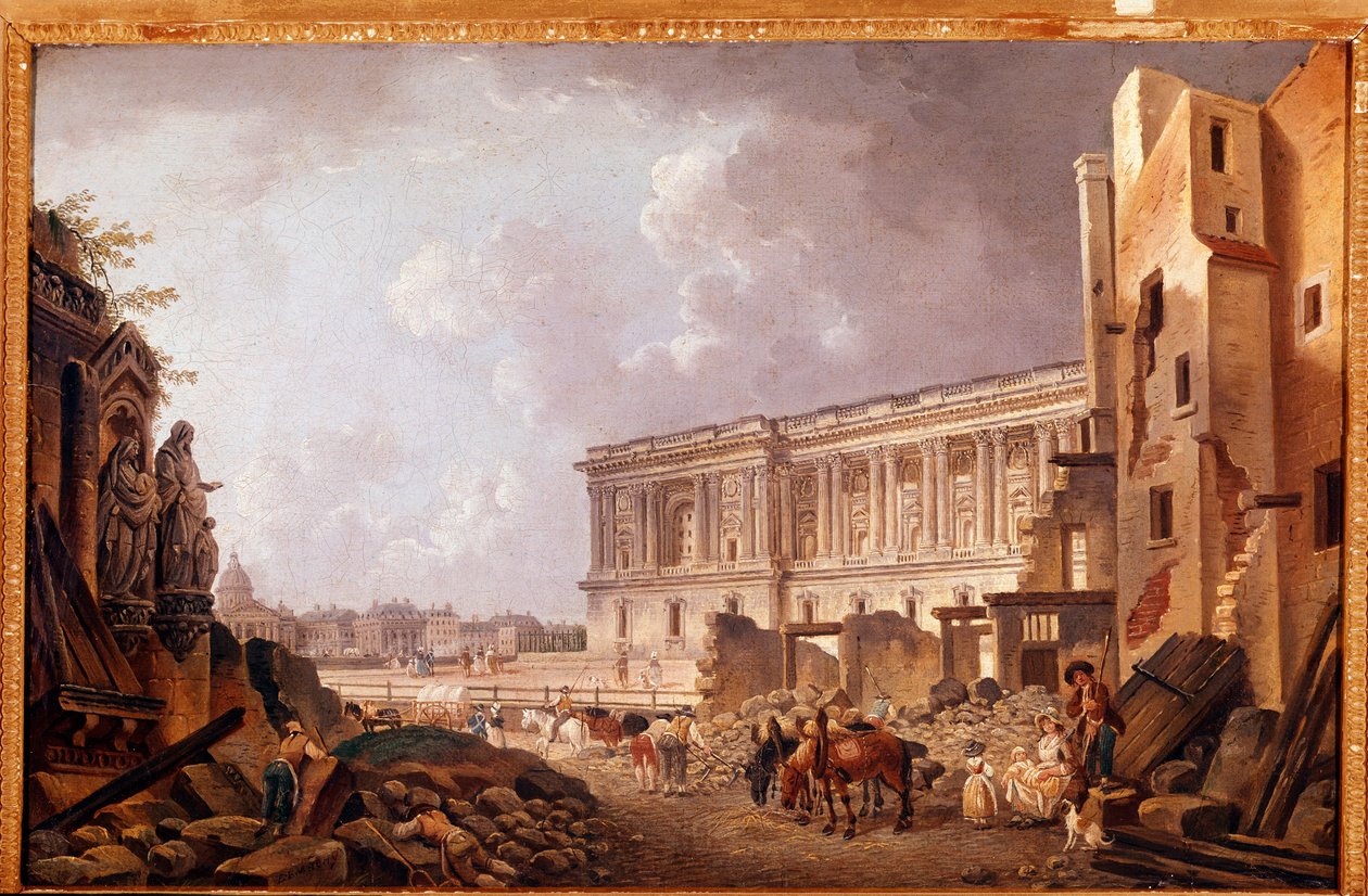Fantasztikus kilátás a Louvre oszlopcsarnokára (olaj, vászon alkotó: Pierre Antoine Demachy