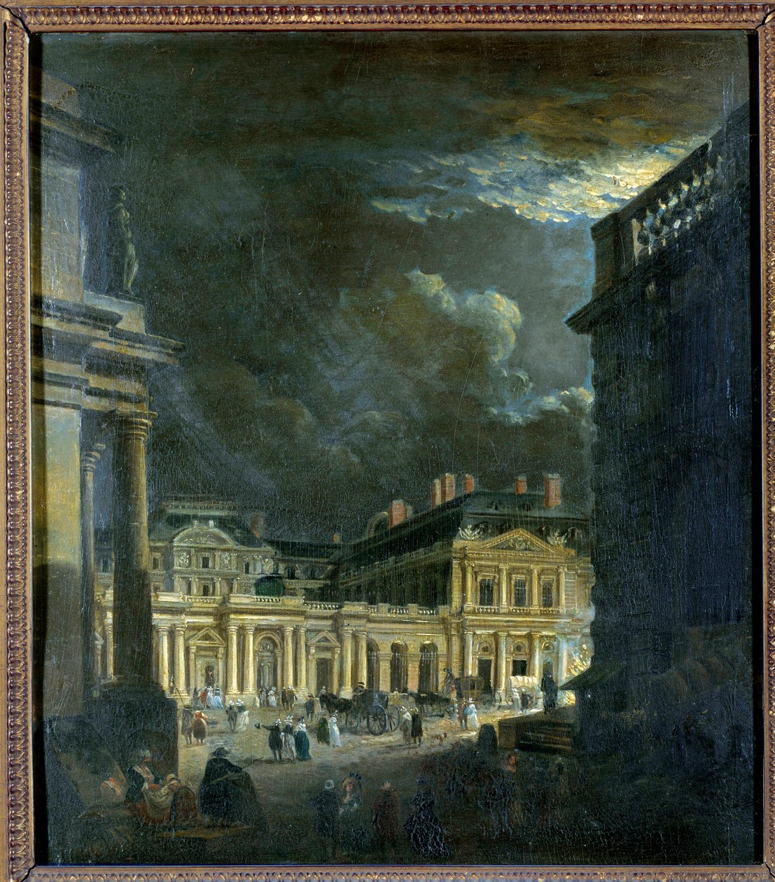 La Place du Palais Royal Párizsban a holdfénynél Pierre Demachy (1723-1807) festménye 18. századi nap. 0,39x0,34 m Párizs, Musee Carnavalet alkotó: Pierre Antoine Demachy