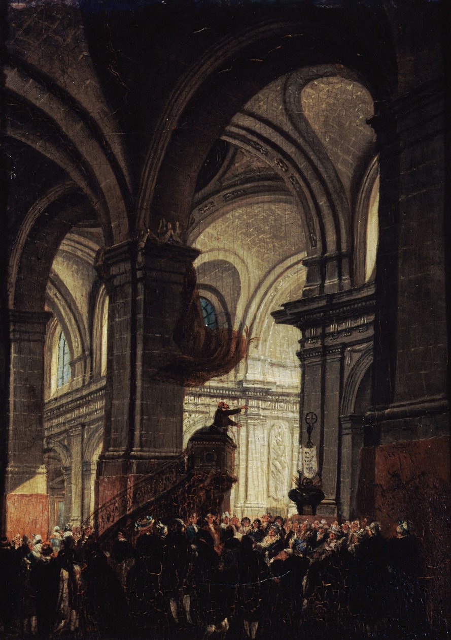 Egy kapucinus beszéde a Szent Rókus-templomban, 1780. alkotó: Pierre Antoine Demachy