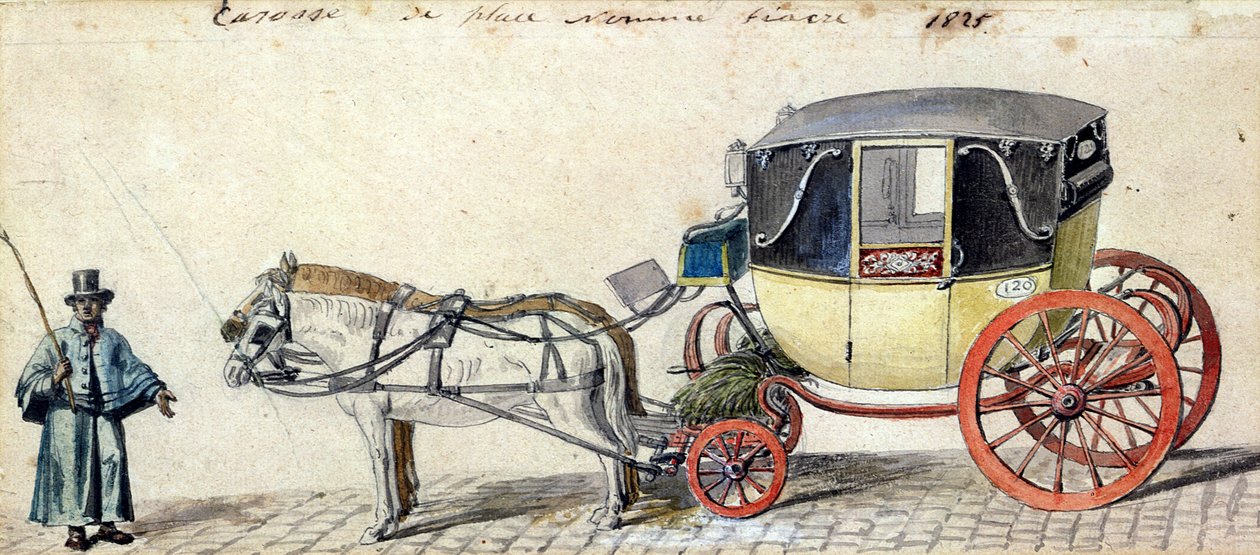 Ló és kocsi, 1825 (toll, tinta és WC papíron) alkotó: Pierre Antoine Lesueur