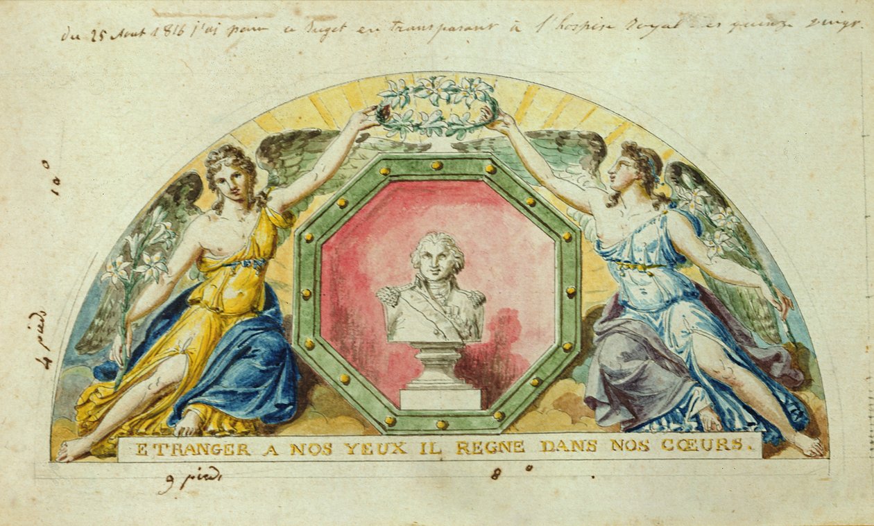 „Szemünk számára ismeretlen, szívünkben uralkodik”: XVIII. Lajos (1755-1824) francia király látogatása a Quinze-Vingts Kórházban, 1816 alkotó: Pierre Antoine Lesueur