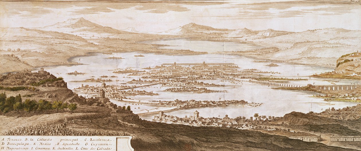 Mexikó városa, Alexander von Humboldt (1769-1859) „Voyages aux Regions Equinoxales du Nouveau Continent”-ből, 1810 alkotó: Pierre Antoine Marchais