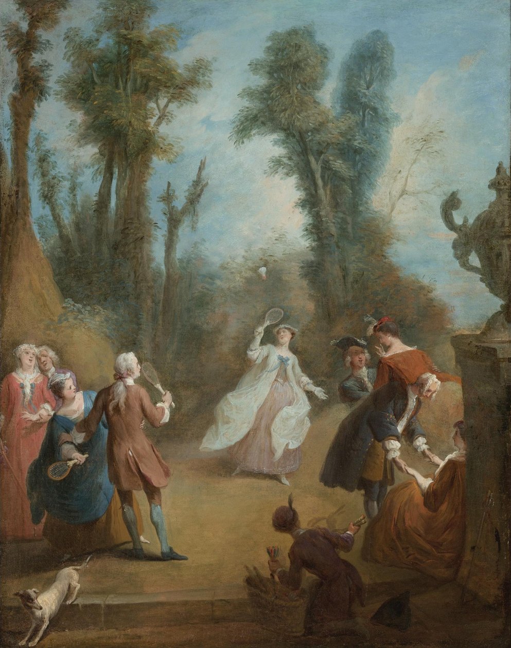 Elegáns alakok, akik Shuttlecock-ot játszanak egy parkban, 1730 körül alkotó: Pierre Antoine Quillard