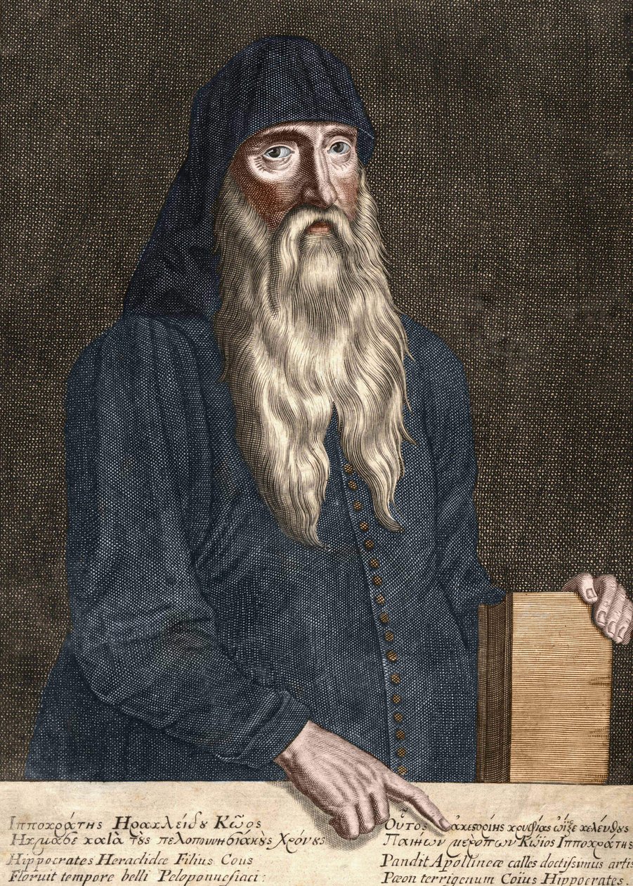 Kosi Hippokratész - Hippokratész (görögül Hippokratész) Görög orvoslás (Kr. e. 460-380). metszet Pierre Aubry (1610 - 1686). alkotó: Pierre Aubry