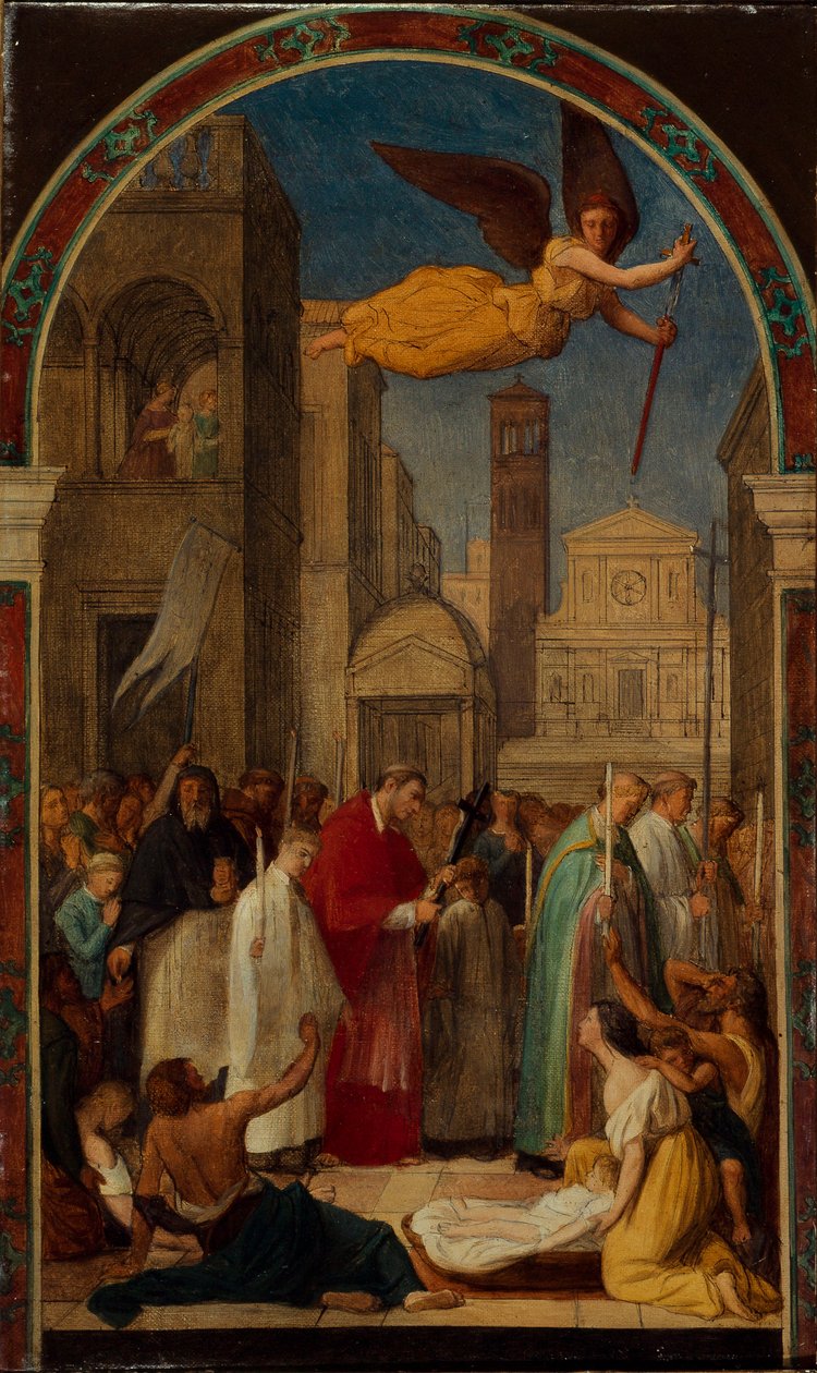 Borromeo Szent Károly körmenete a milánói pestisjárvány idején, 1861. alkotó: Pierre Auguste Pichon