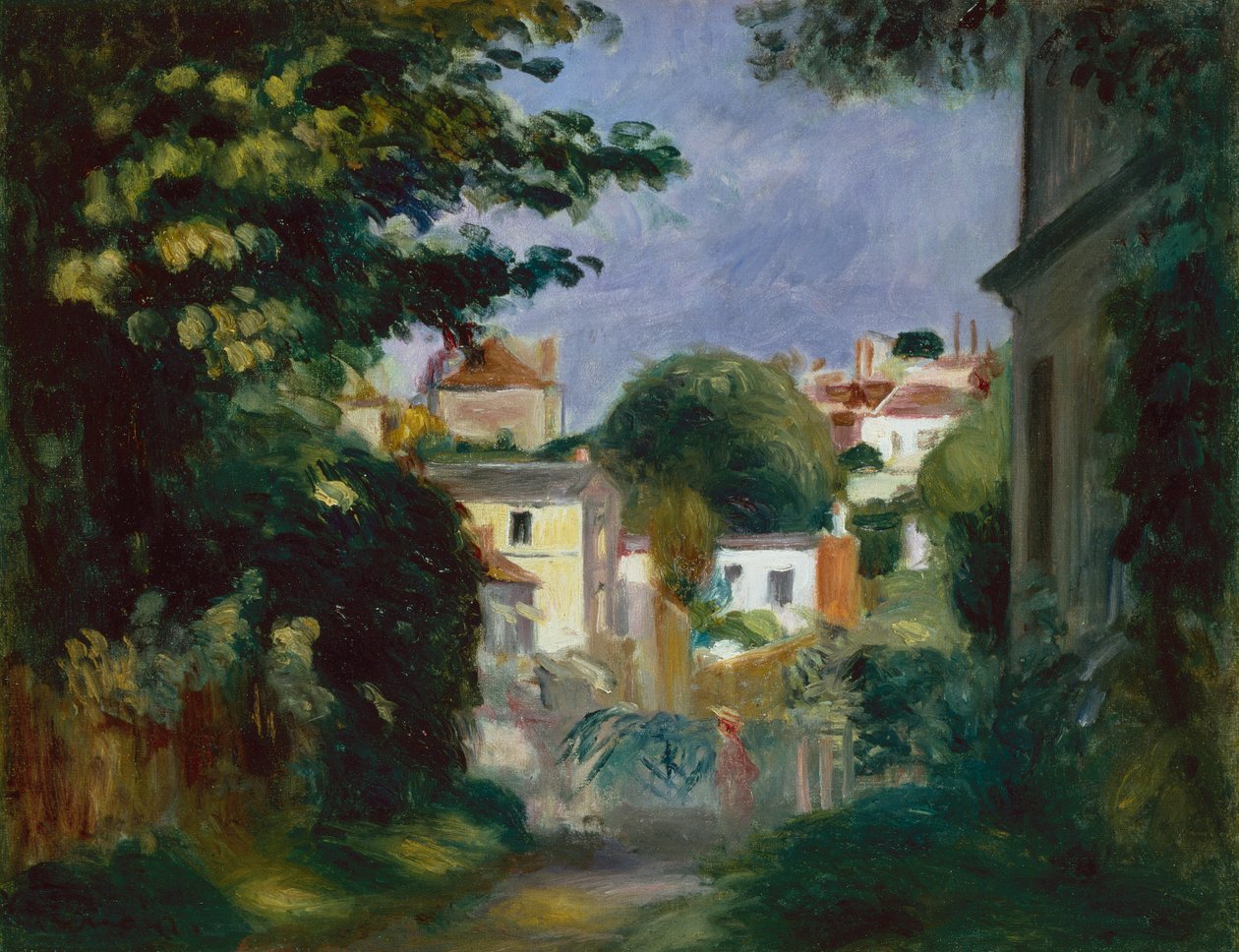 Ház és személy a fák között (olaj, vászon) alkotó: Pierre Auguste Renoir