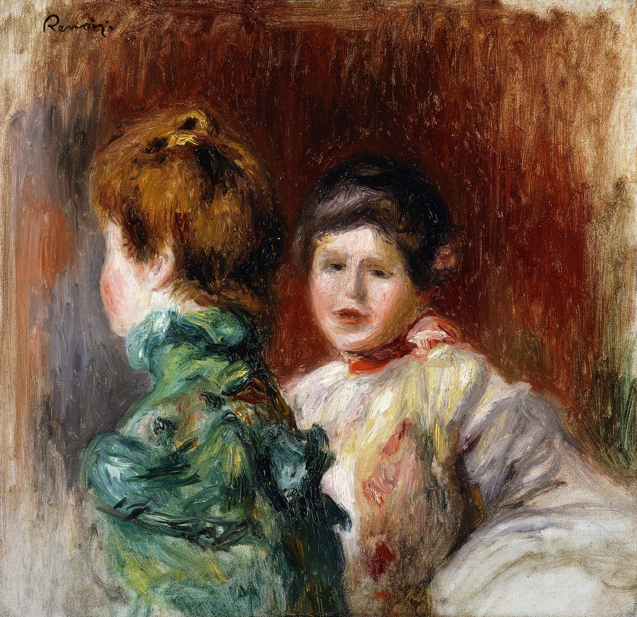 Vázlat két nő fejéről; Vázlat, Két női fej, 1895 alkotó: Pierre Auguste Renoir