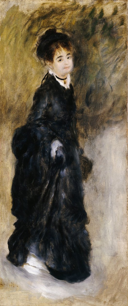 Egy fiatal nő, teljes hosszában, feltartva a szoknyáját, 1877 alkotó: Pierre Auguste Renoir