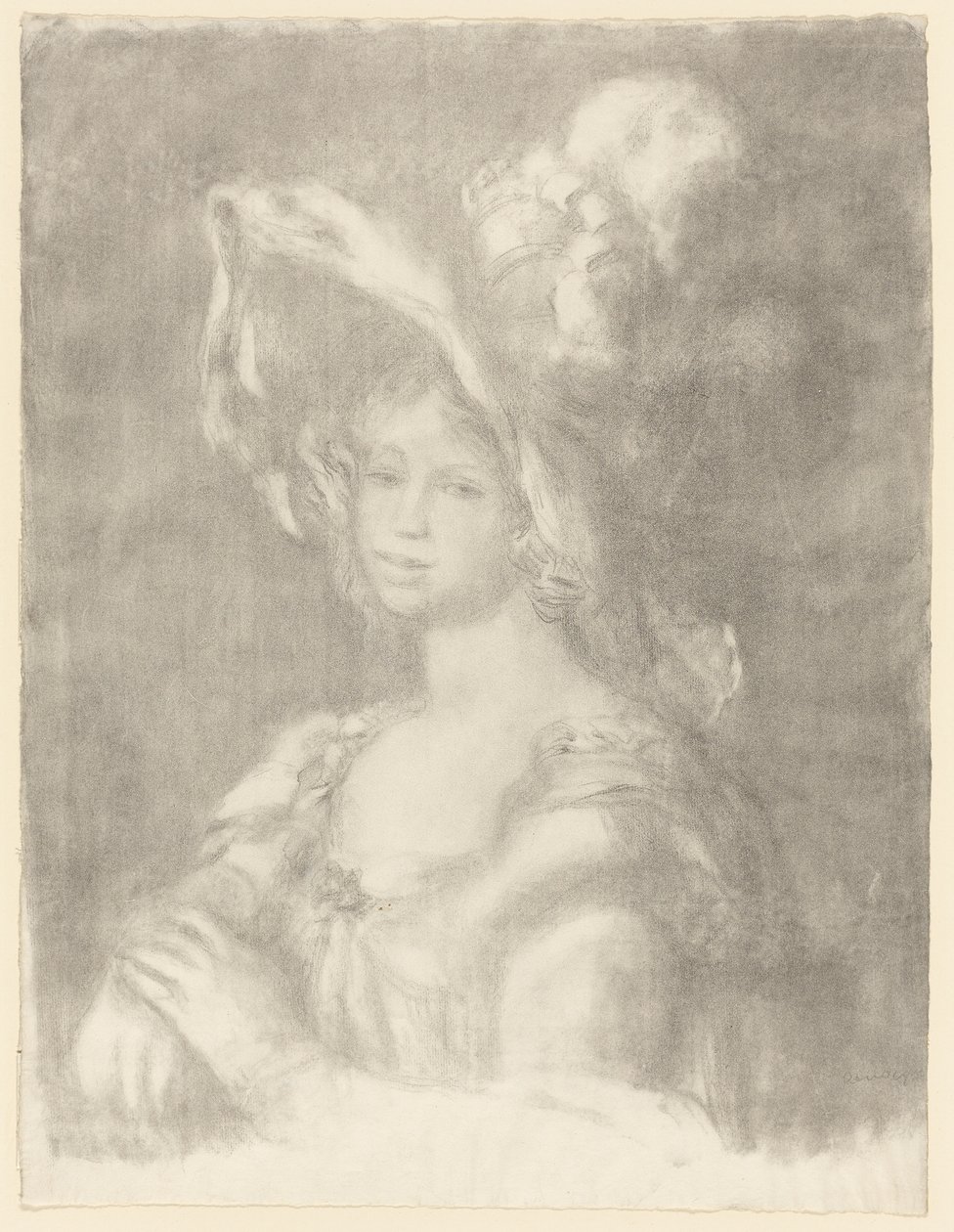 Amélie Laurent Dieterlé, 1899 körül (litográfia törtfehér vattás papírra) alkotó: Pierre Auguste Renoir