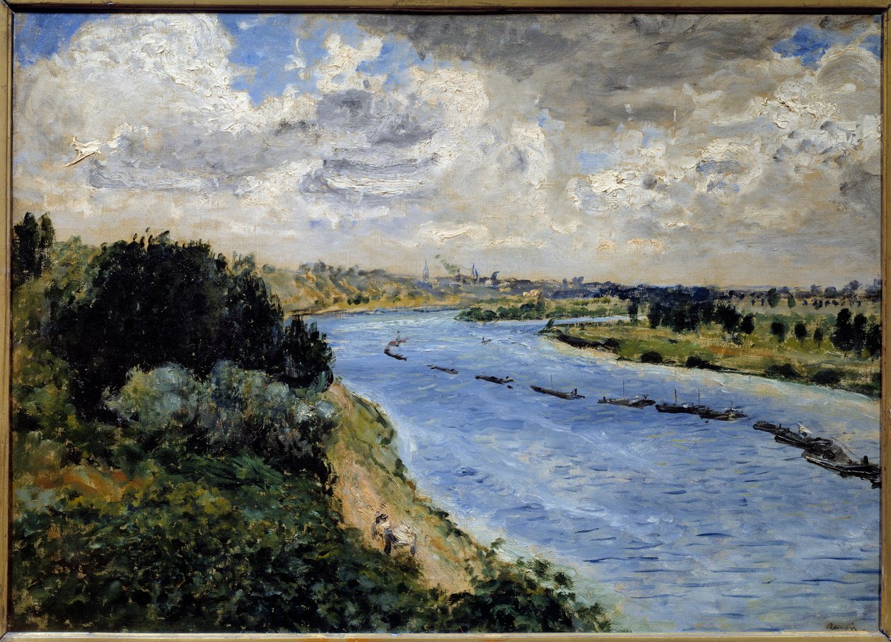 Bárka a Szajnán. Pierre Auguste Renoir (1841-1919) festménye alkotó: Pierre Auguste Renoir
