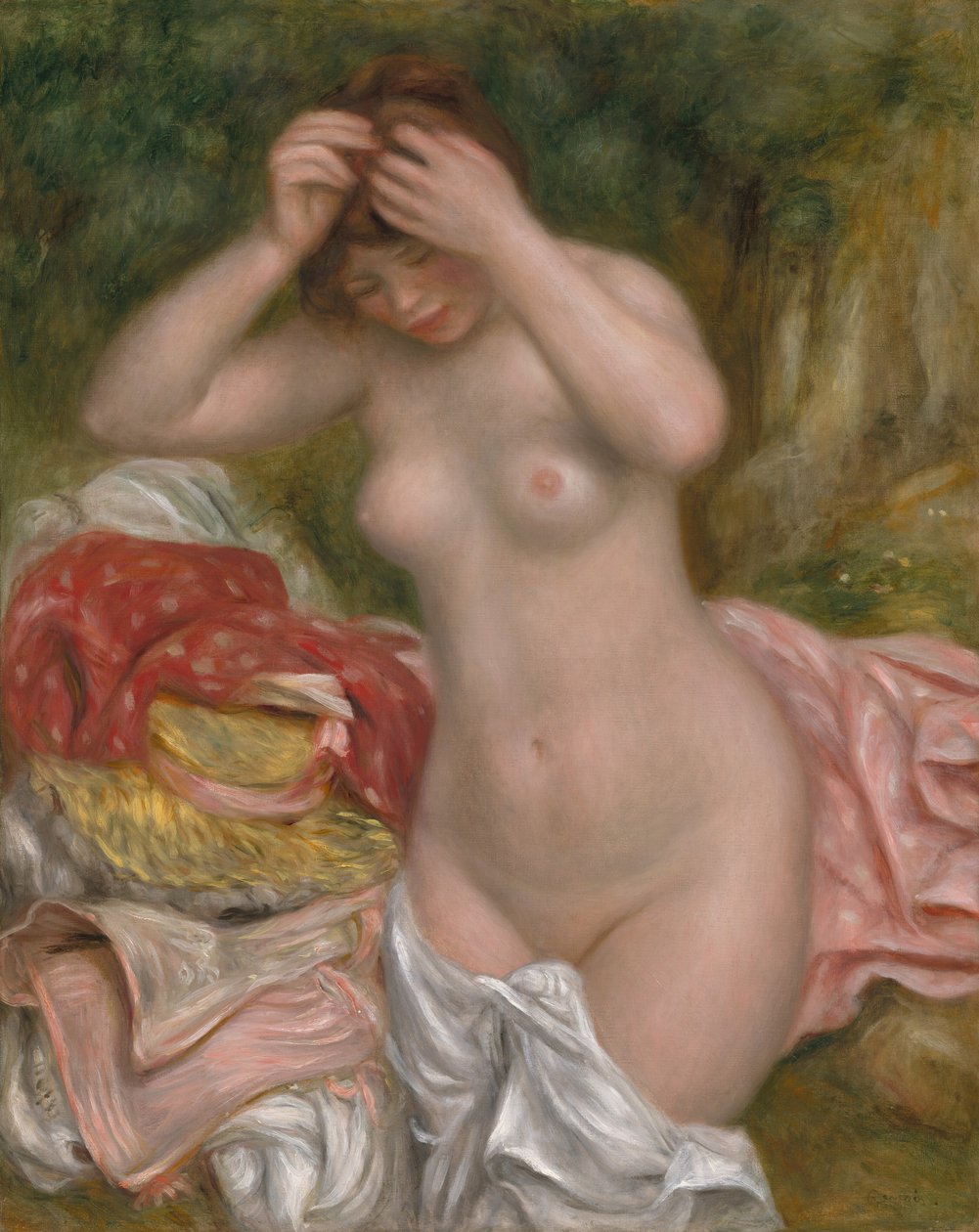 Fürdőszoba rendezi a haját, 1893. alkotó: Pierre Auguste Renoir