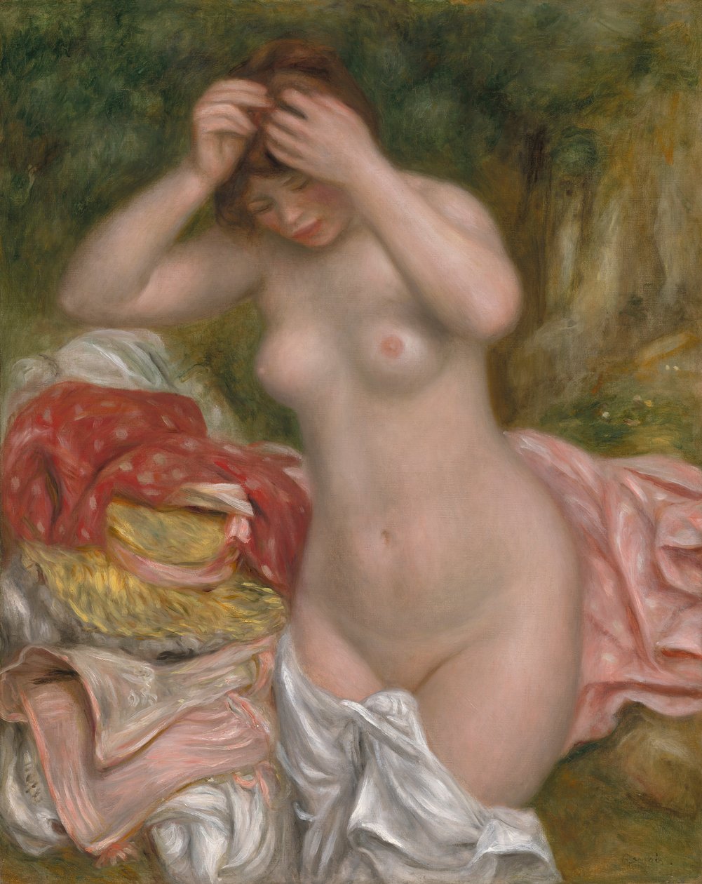 Fürdősző a haját rendezi, 1893 alkotó: Pierre Auguste Renoir