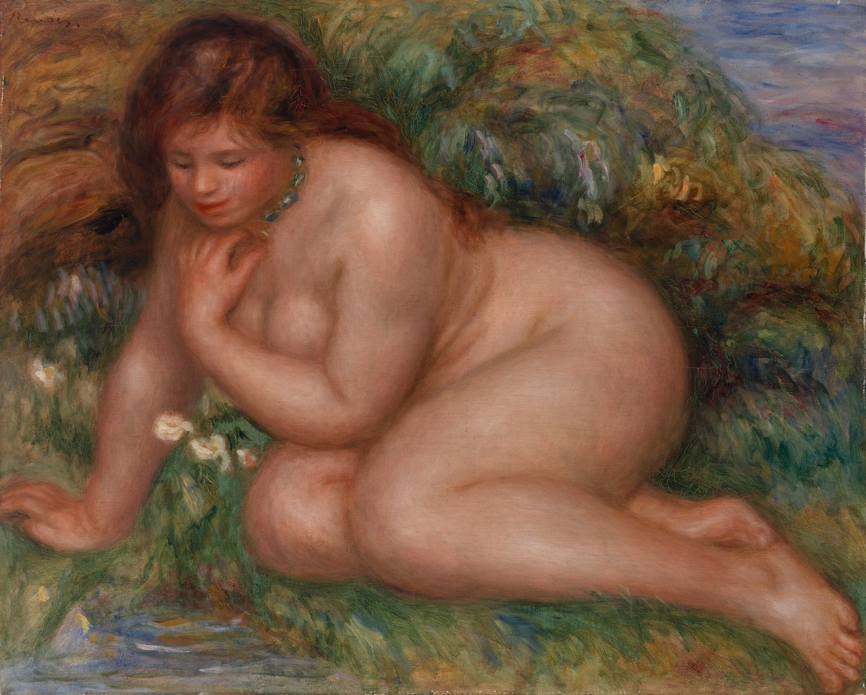 Fürdős nézi magát a vízben alkotó: Pierre Auguste Renoir