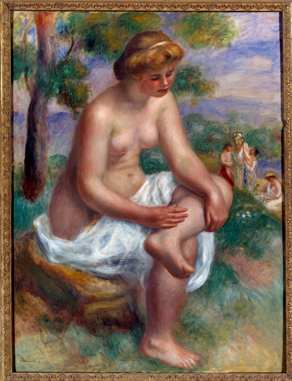 Fürdős ül a Pierre Auguste Renoir Eurydice-festményének nevezett tájon alkotó: Pierre Auguste Renoir