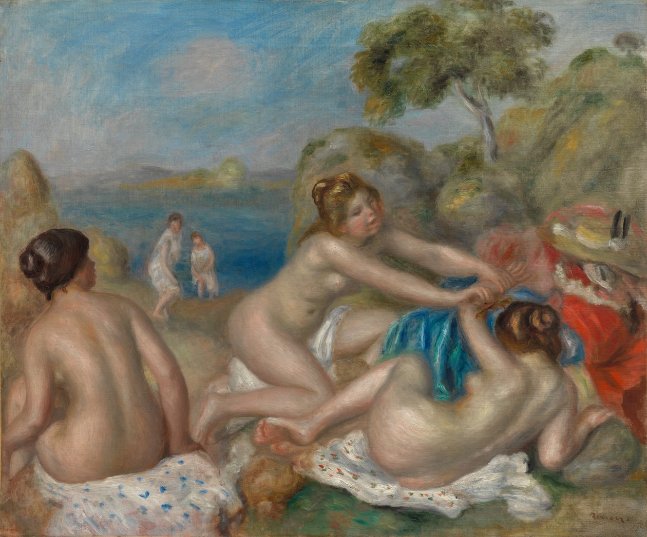 Rákkal játszó fürdőzők c. 1897. alkotó: Pierre Auguste Renoir