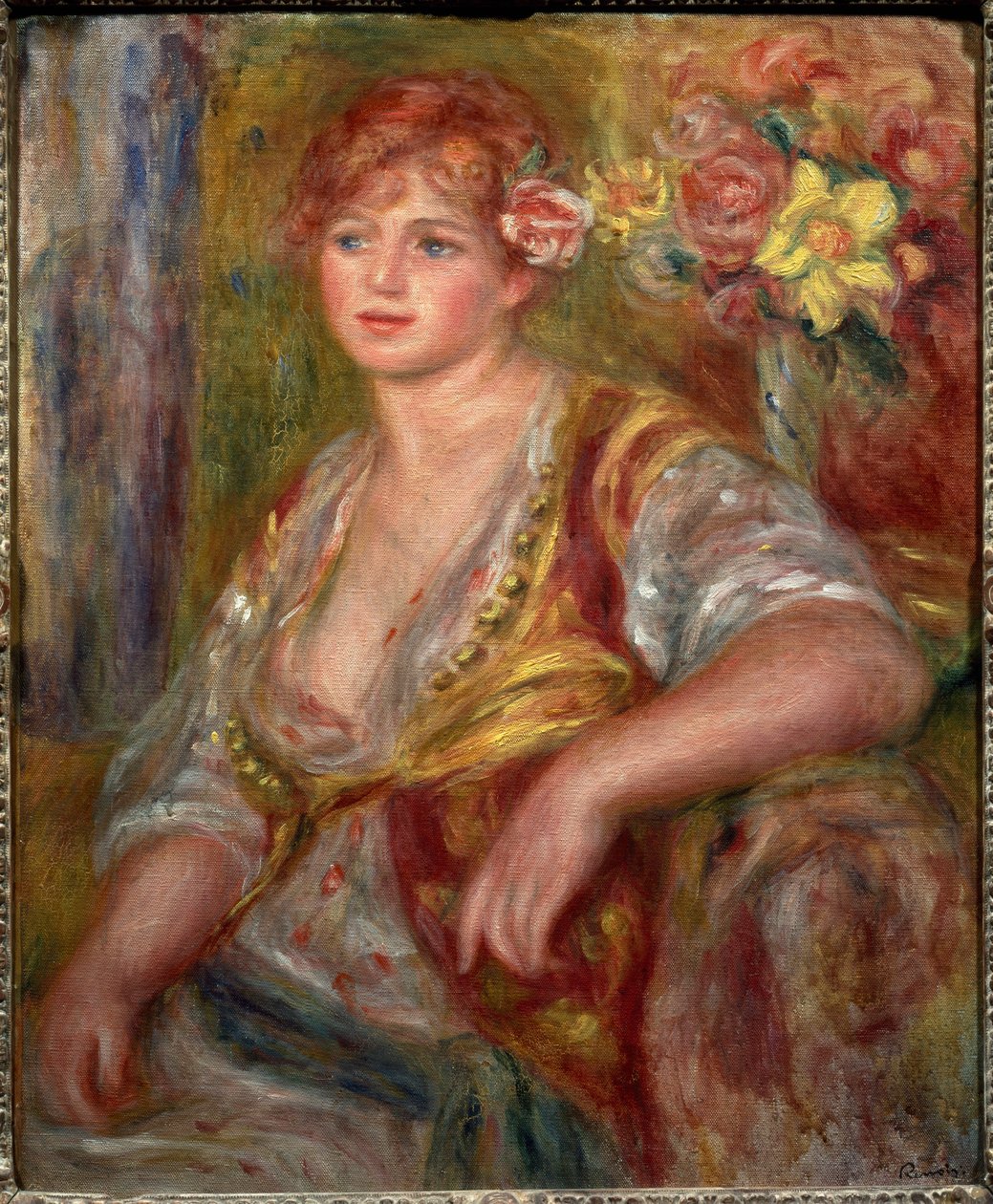 Szőke rózsával (Andree Madeleine Heuschling portréja), 1915 körül (olaj, vászon) alkotó: Pierre Auguste Renoir
