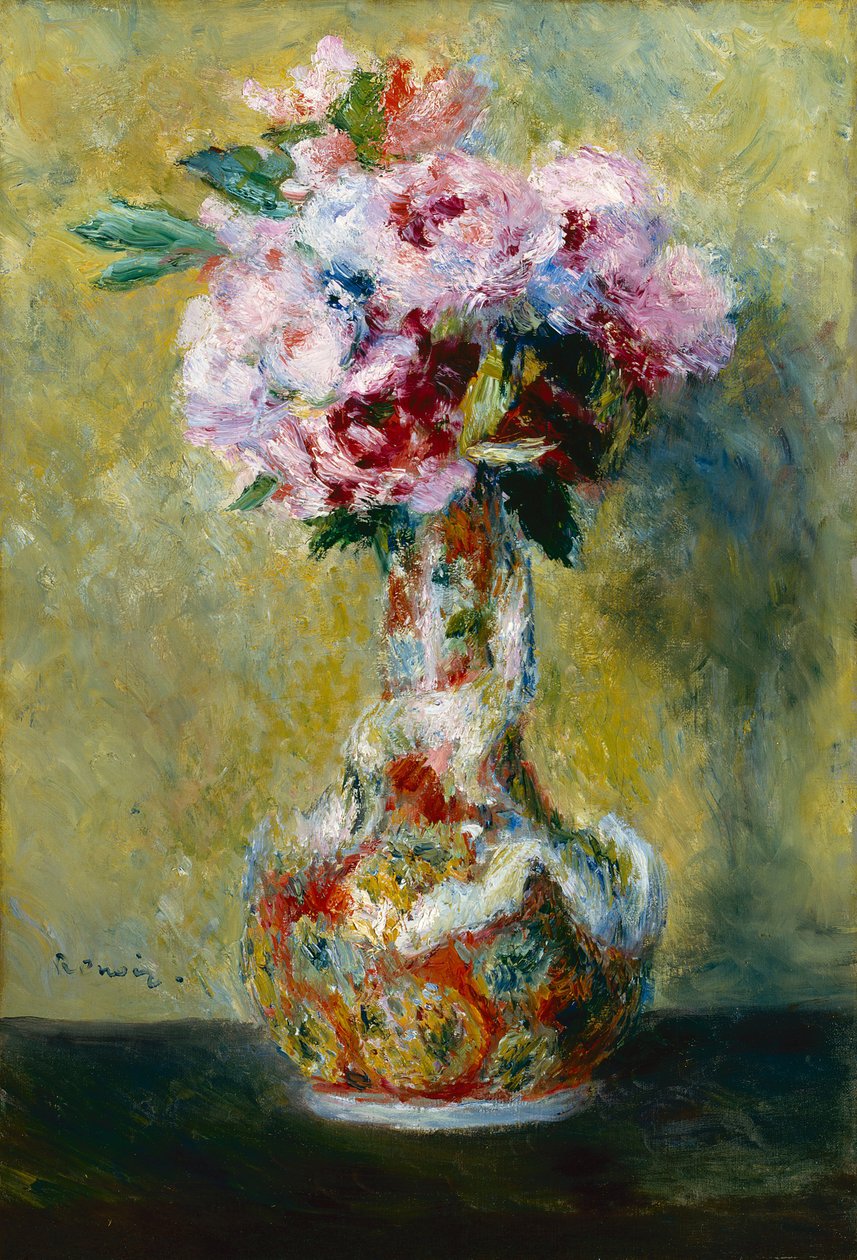 ""Csokor virág egy japán vázában"" (japonizmus) Pierre Auguste Renoir (1841-1919) festménye, 1878 Indianapolisi Művészeti Múzeum, Egyesült Államok alkotó: Pierre Auguste Renoir