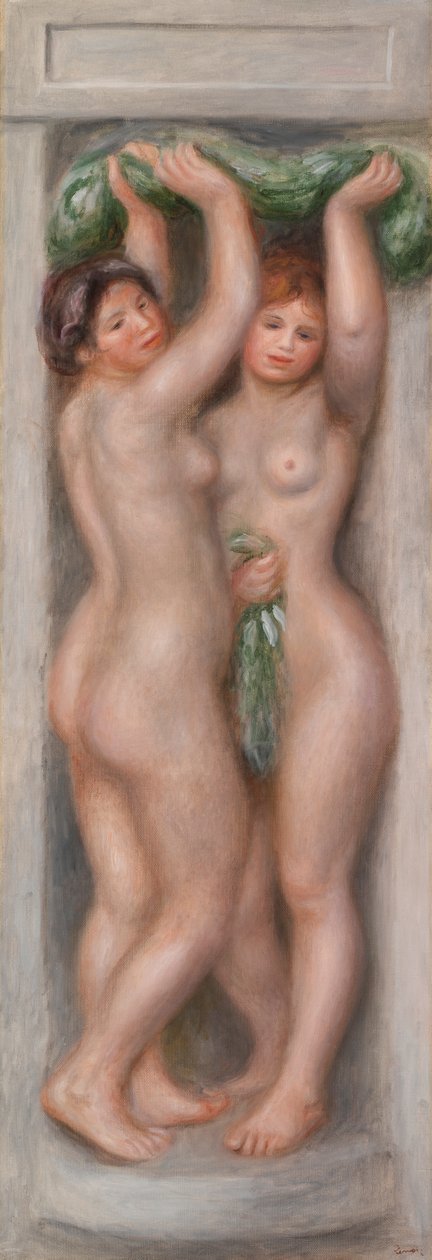 Kariatidák (kariatidák); Más néven két fürdőző (dekoratív panel) alkotó: Pierre Auguste Renoir