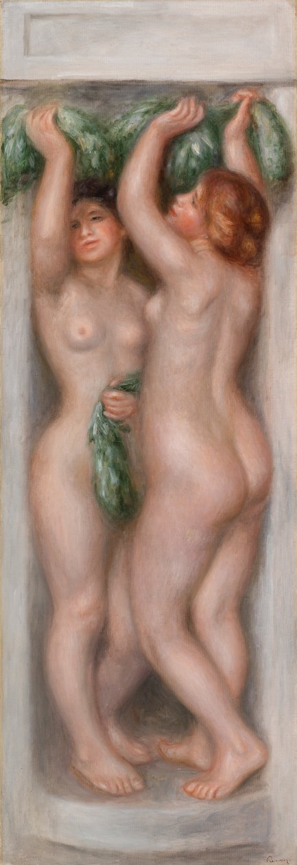 Kariatidák (kariatidák); Más néven két fürdőző (dekoratív panel) alkotó: Pierre Auguste Renoir