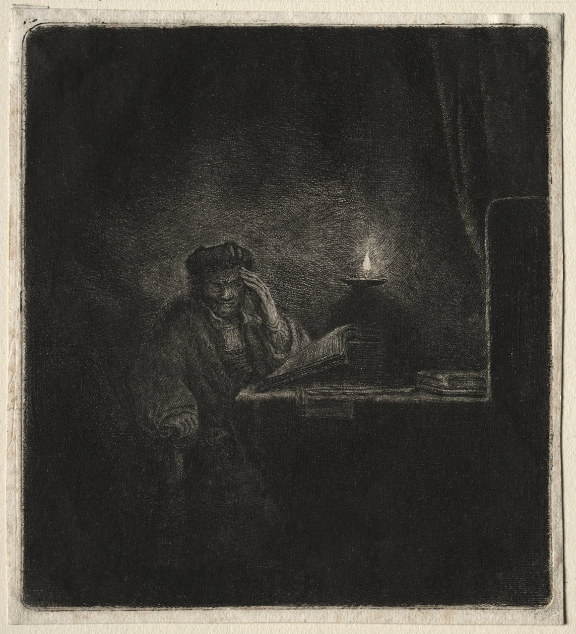 Diák másolata egy asztalnál gyertyafénynél alkotó: Pierre Auguste Renoir