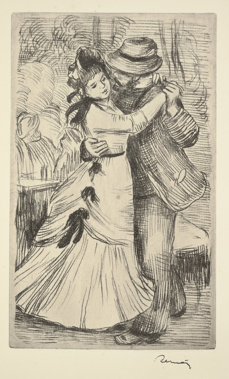 Tánc a vidéken, 1890 körül (lágy talajrézkarc) alkotó: Pierre Auguste Renoir