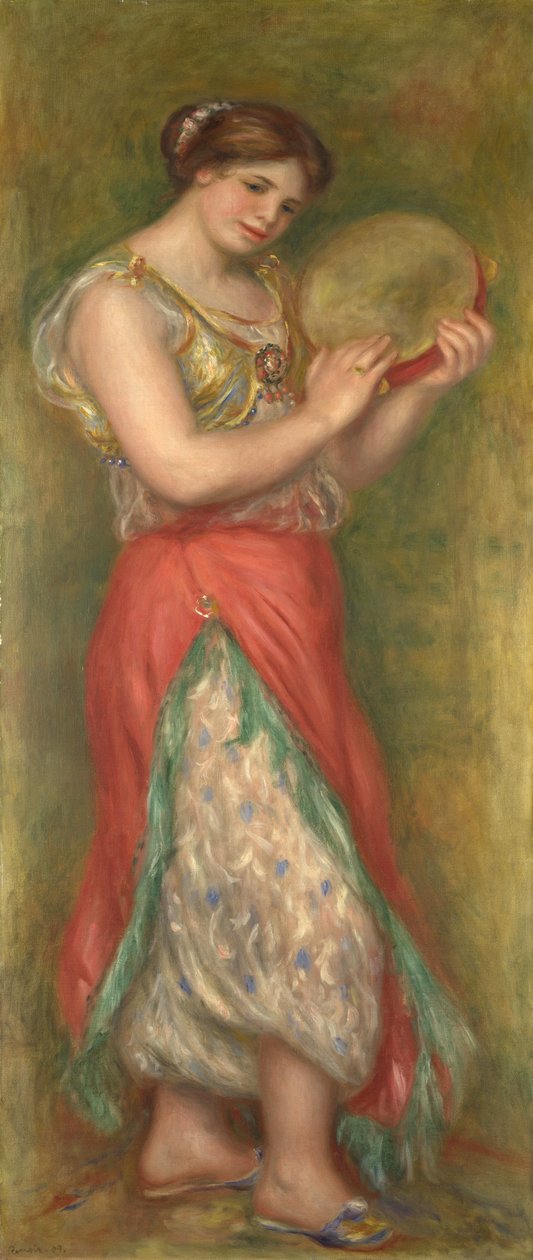 Táncoló lány tamburával, 1909 alkotó: Pierre Auguste Renoir